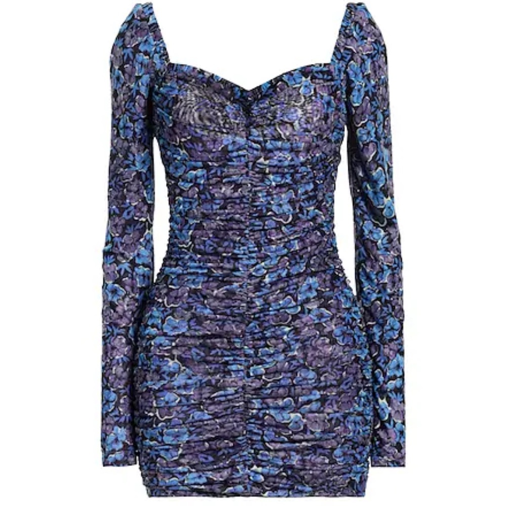 Rotate Birger Christensen Mesh Hyacinth Printed Dress